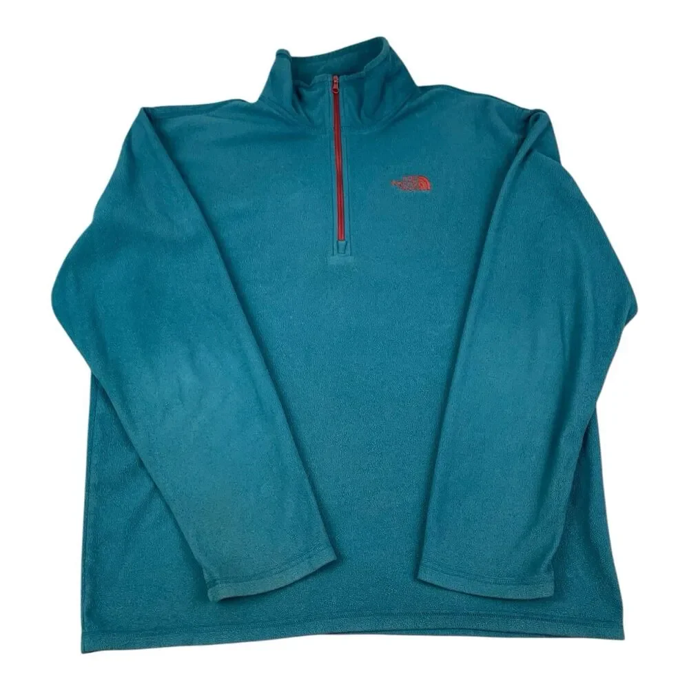 The North Face 1/4 Zip Fleece Pullover Sweater, Teal Green, Men’s Size Medium